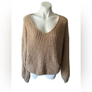 True Craft Tan V-Neck Oversized Sweater Size Medium